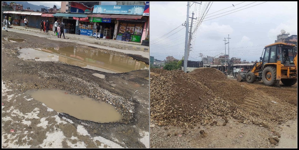 Potholes repair in Dhobikhola corridor following Minister Jhankri’s directive