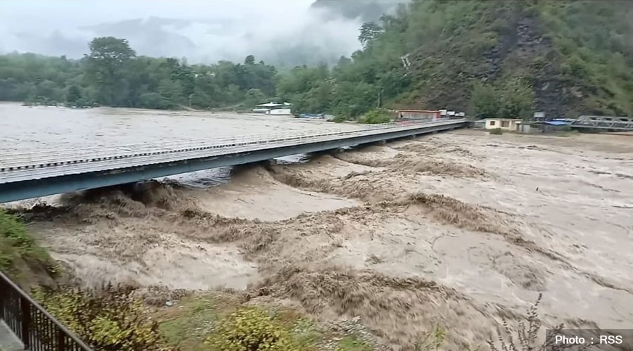 Flooded Seti river erodes bridge in Pokhara, disrupting transportation