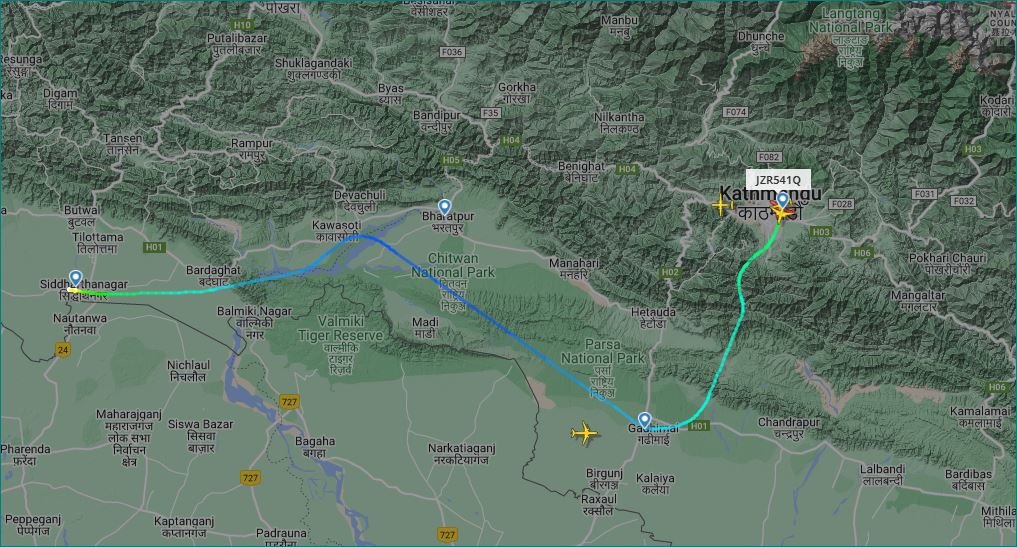 Jazeera Air flight returned to Kathmandu after reaching Bhairahawa.