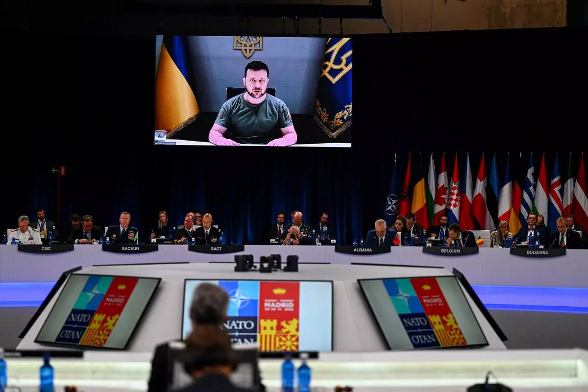 Zelensky asks NATO summit for modern artillery, money