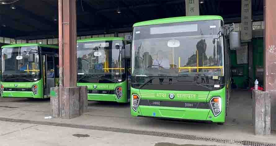 Sajha electric bus on roads of Kathmandu from today