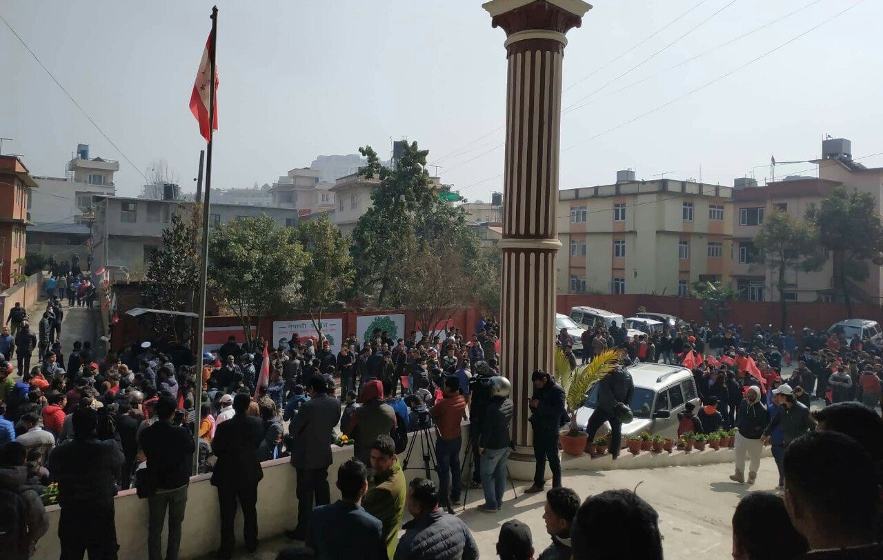 Shekhar group demonstration in front of NC headquarters