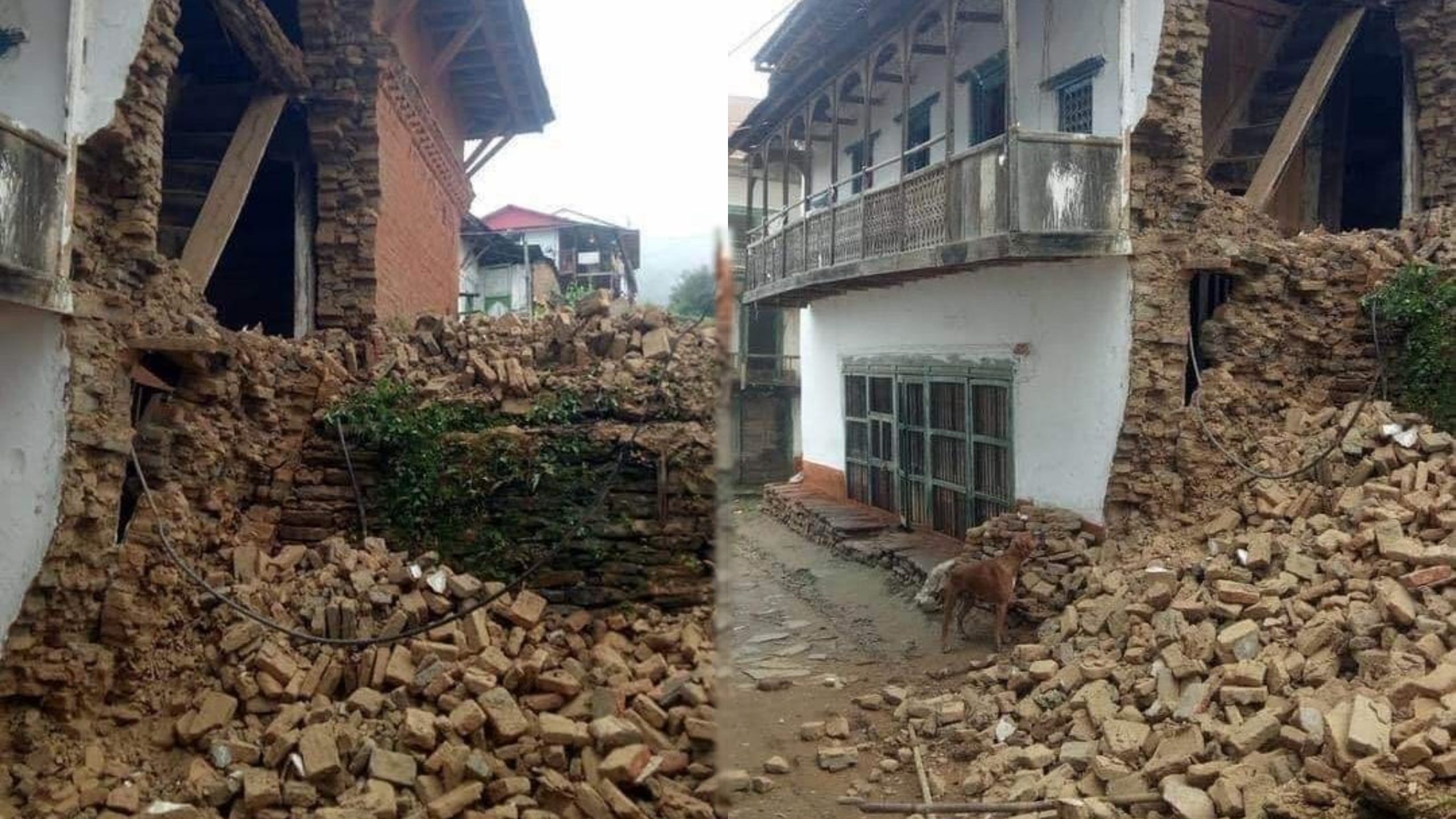 Houses in Bhojpur & Khotang collapsed as a result of the earthquake