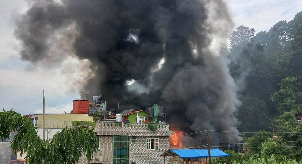 Massive fire broke out in a shoe factory in Balaju