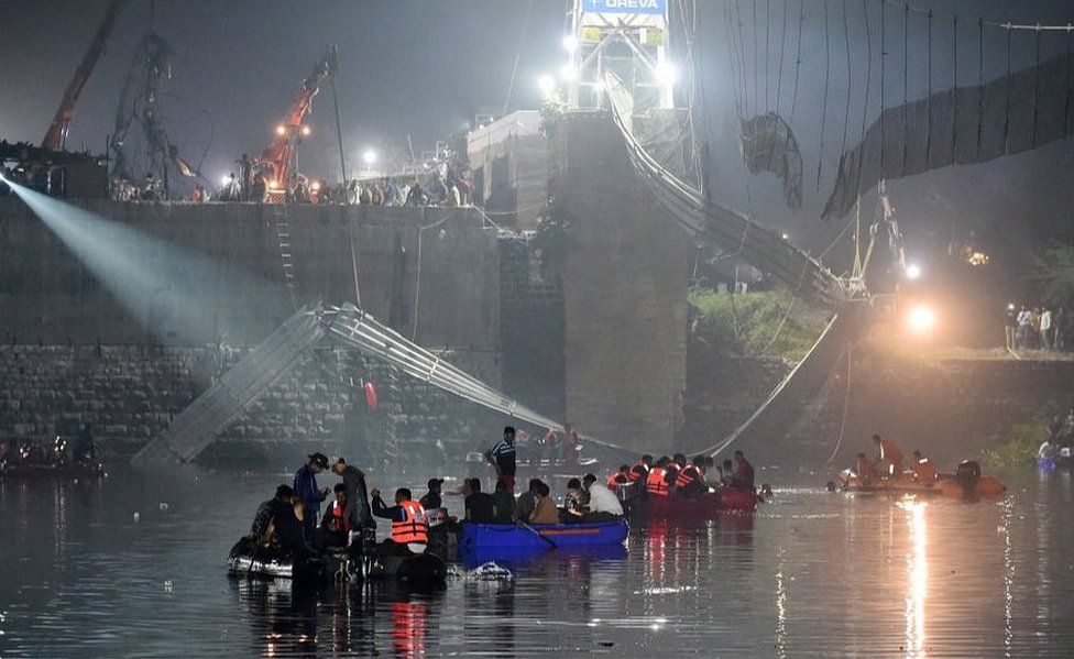 India bridge collapse: Death toll rises to 141, many still missing