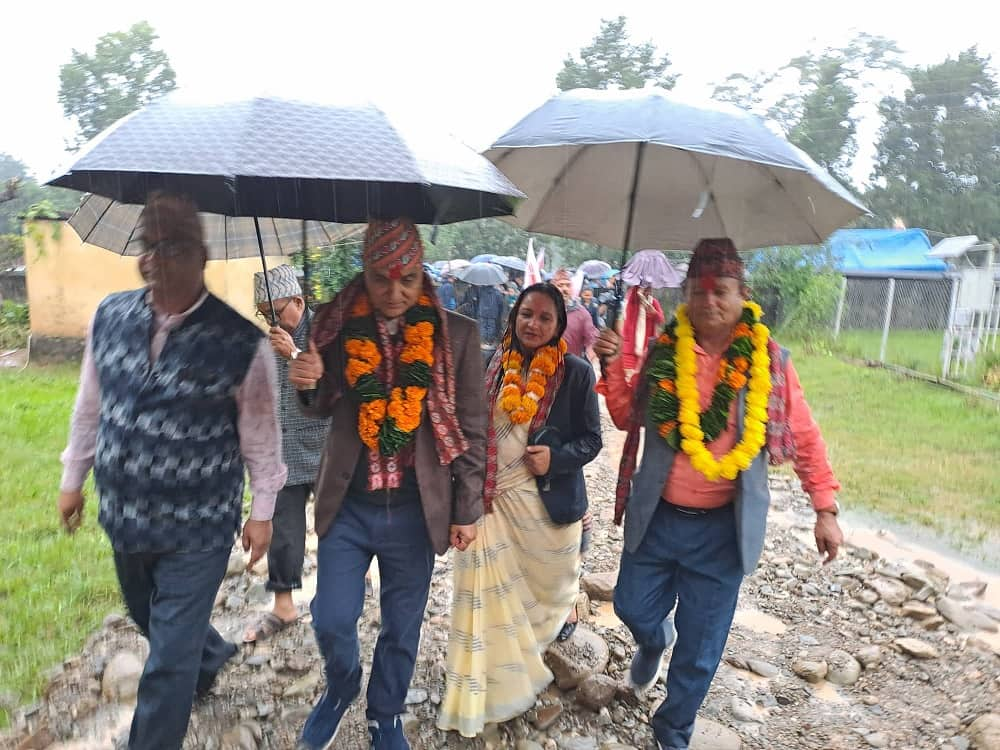 Despite continuous rain UML registered nomination in Surkhet