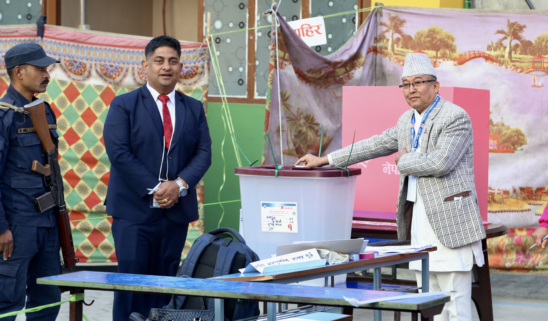 CEC Thapaliya casts his vote