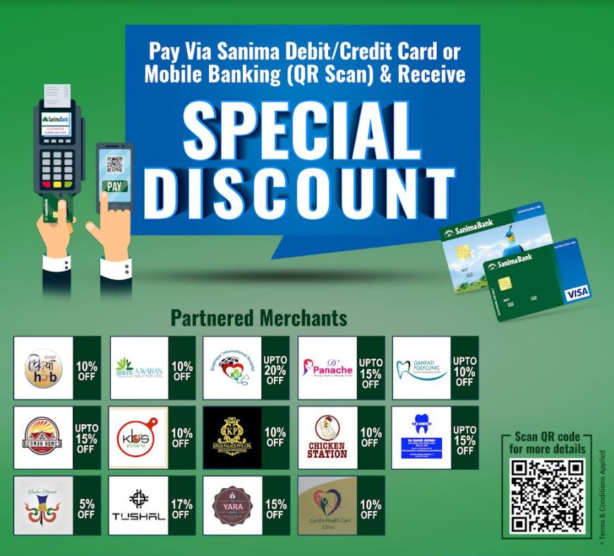 Sanima Bank partnered with 14 additional merchants to offer discounts