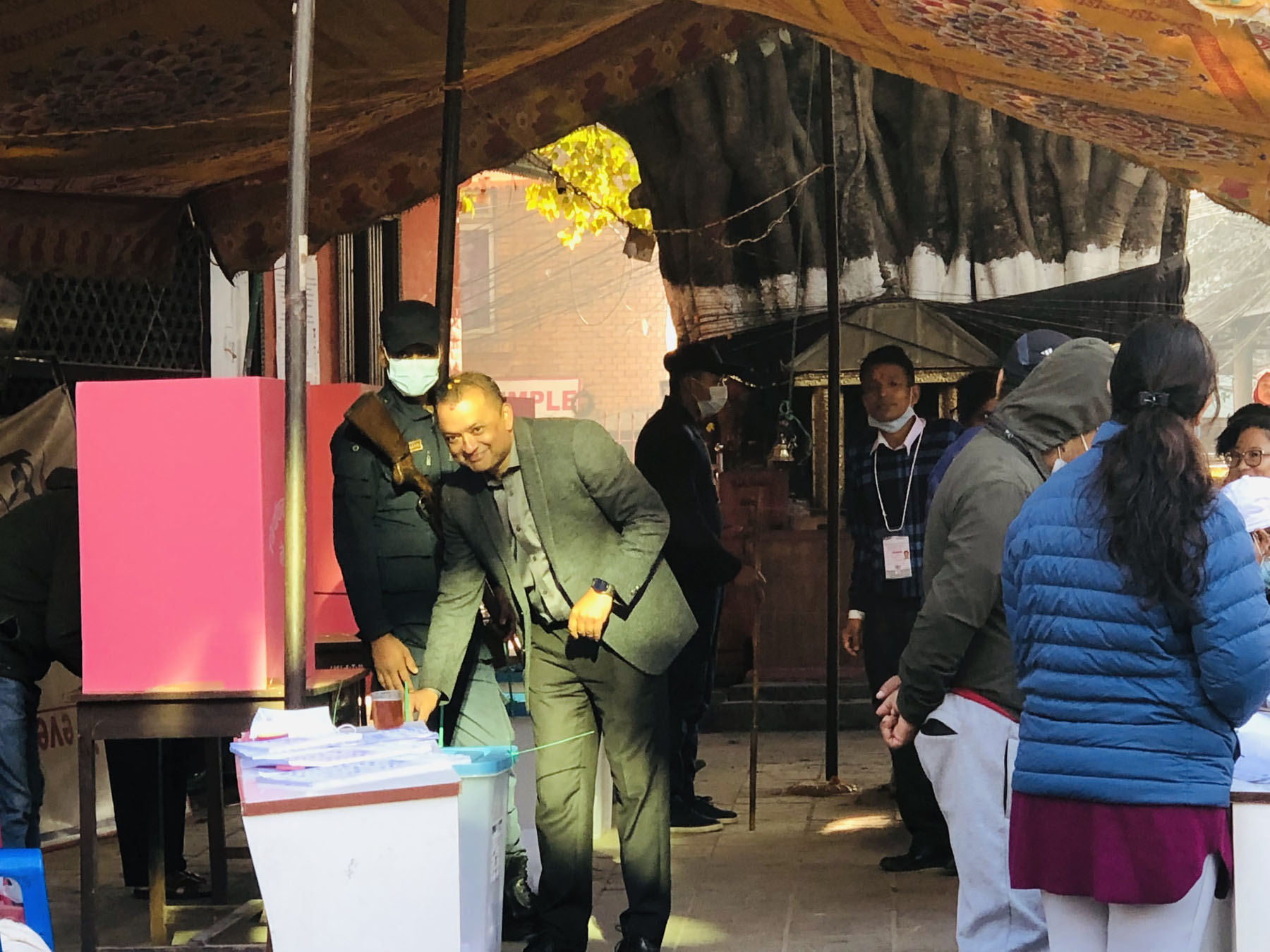 Gagan Thapa casts his ballot in Maitidevi (with photos)