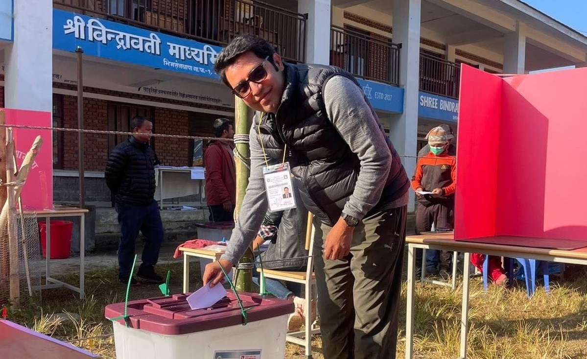 Gorkha 1 candidate Bajgain cast his vote