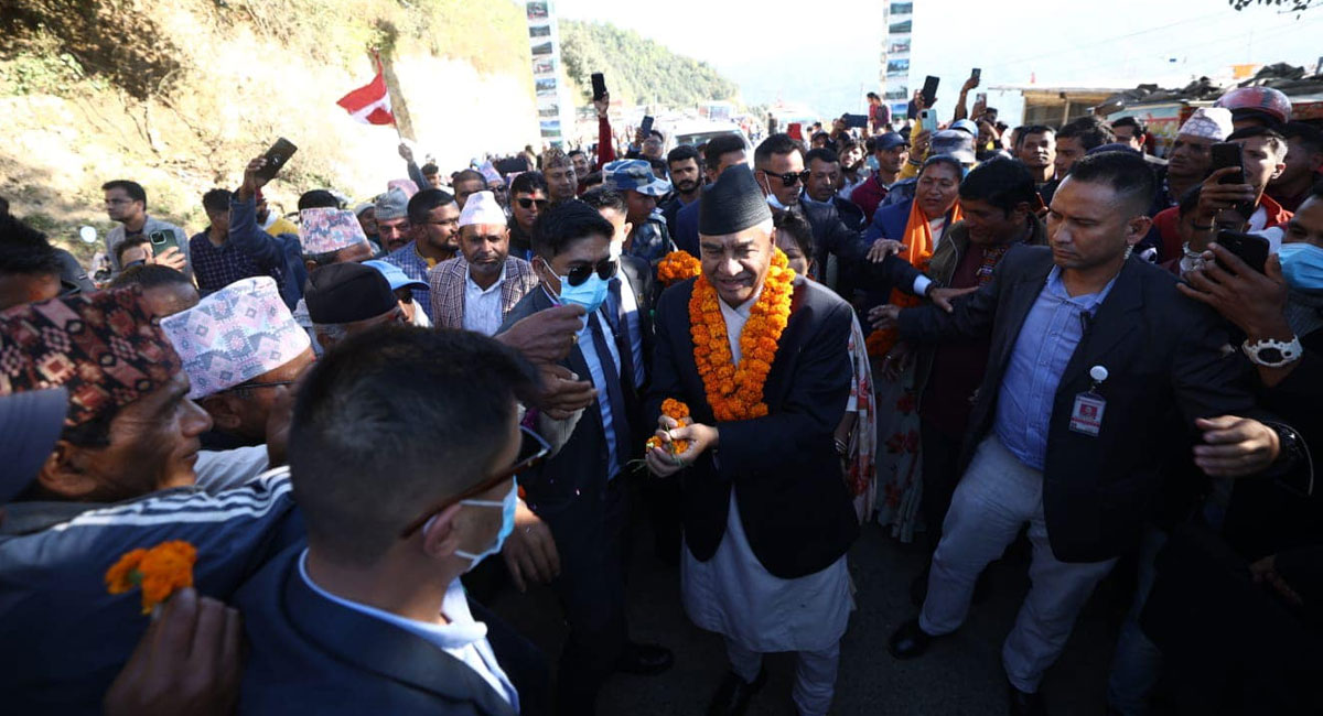 PM Deuba addressing election assemblies in Dadeldhura, Achham, Baitadi