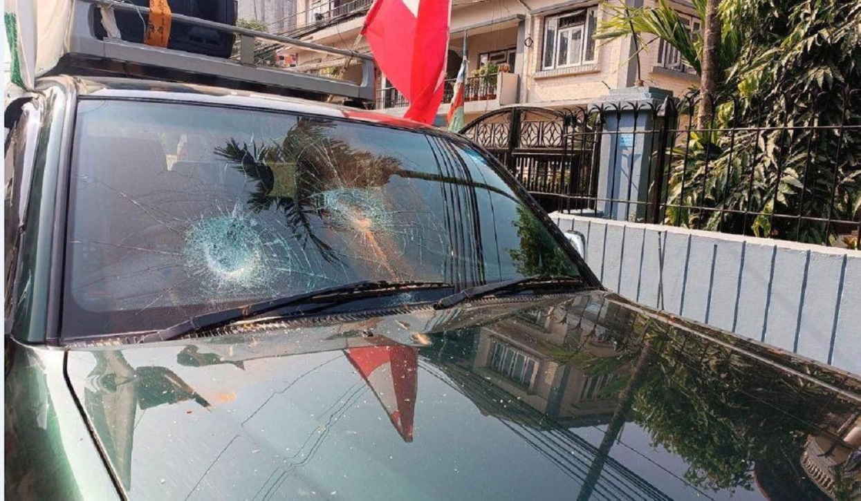 Stones pelted at vehicle of coalition candidate Umesh Shrestha