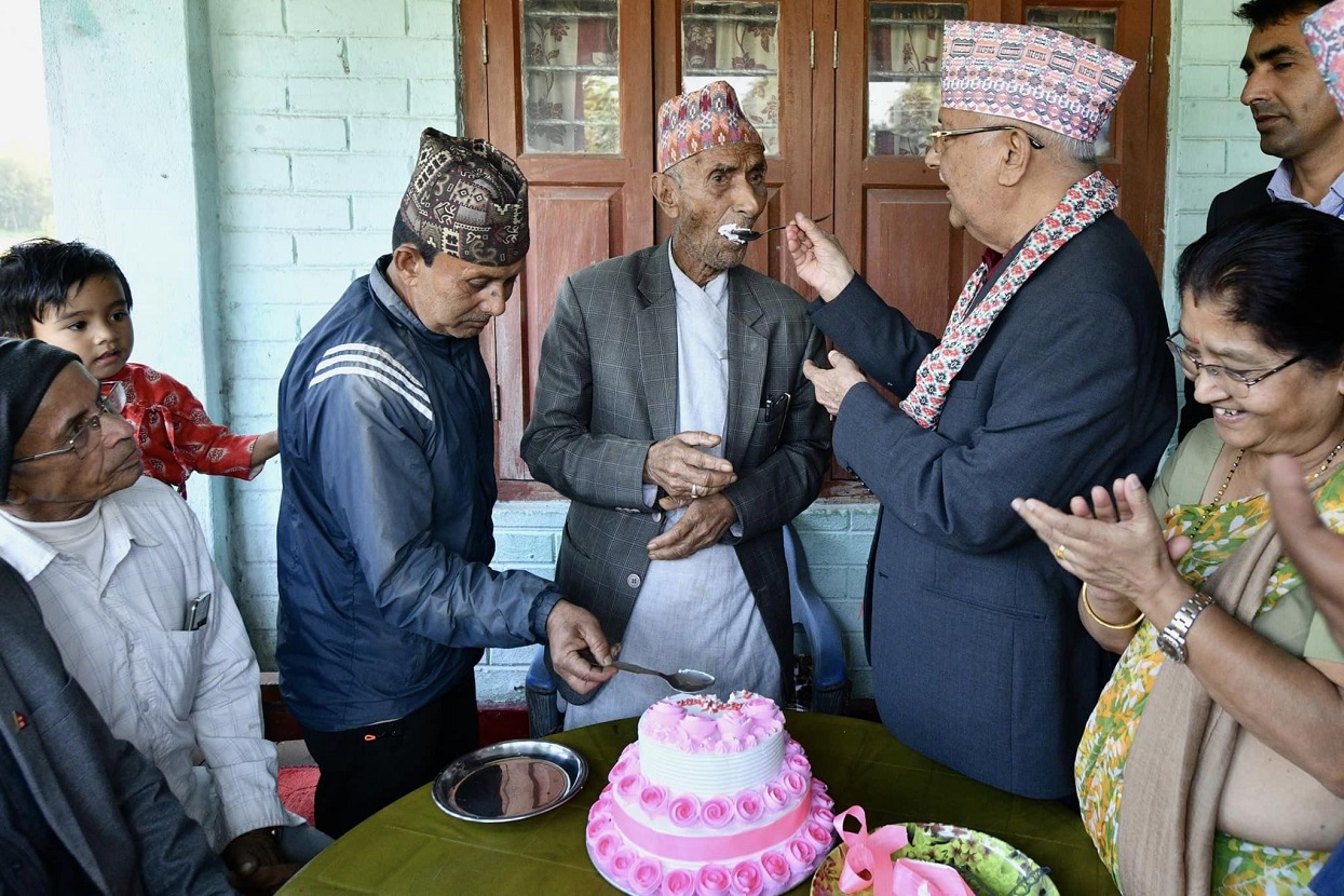 In Pics: 93rd birthday celebration of Oli’s father Mohan Prasad