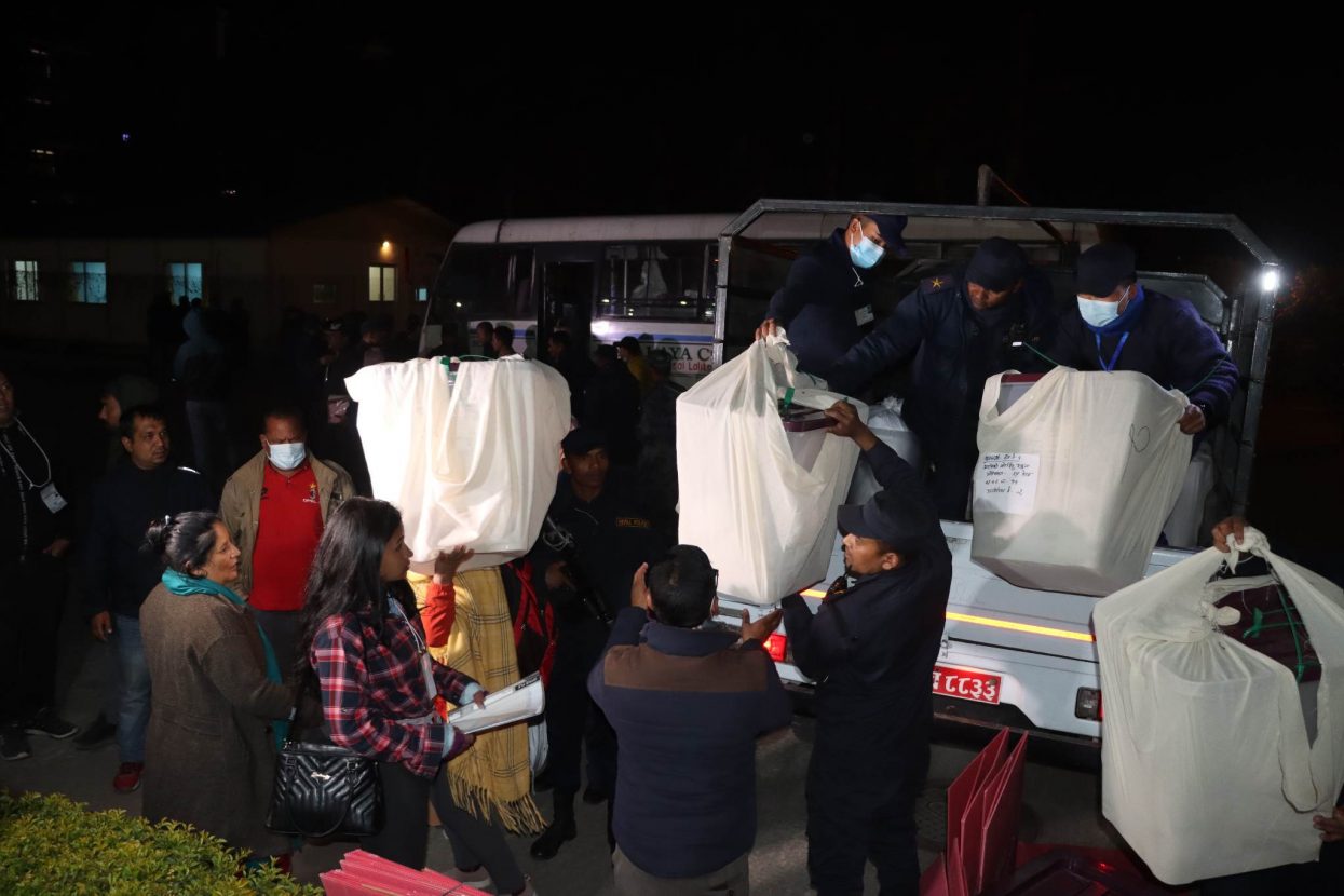 Kathmandu-1 ballot boxes brought to parliament building, counting to begin shortly (photos included)