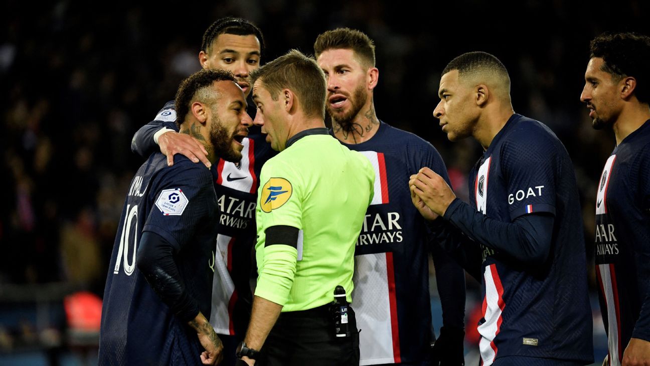 Neymar sees red for simulation in PSG win