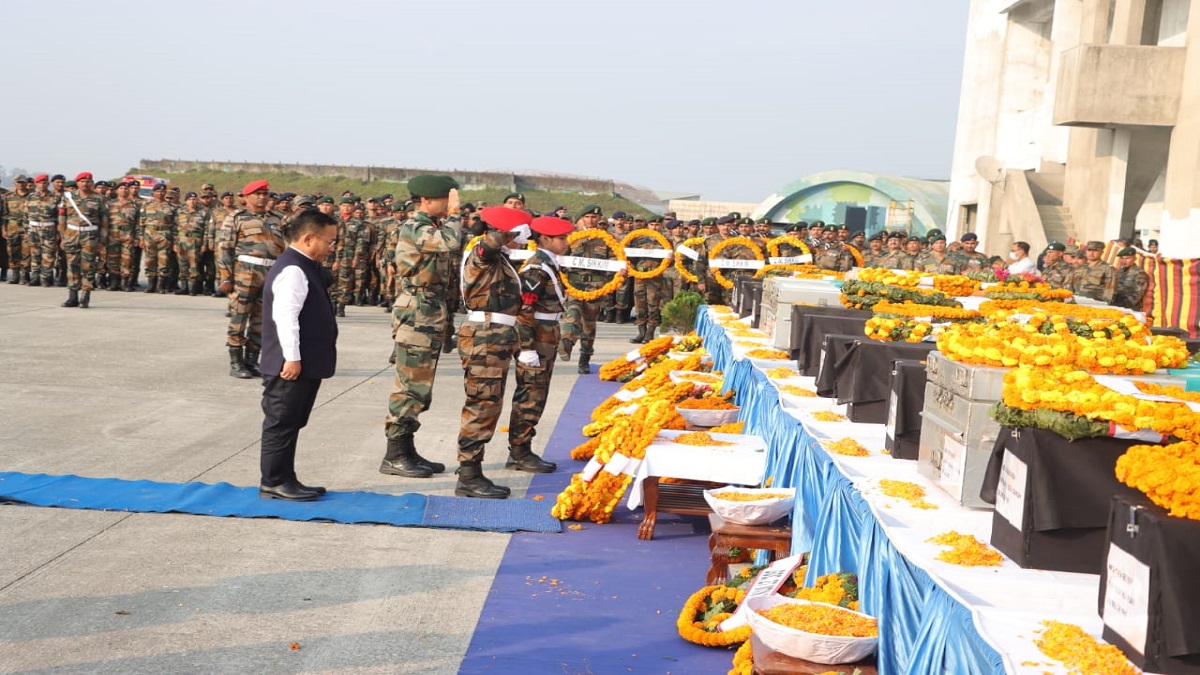 Bodies of 16 bravehearts sent home after wreath laying ceremony at Bagdogra airport