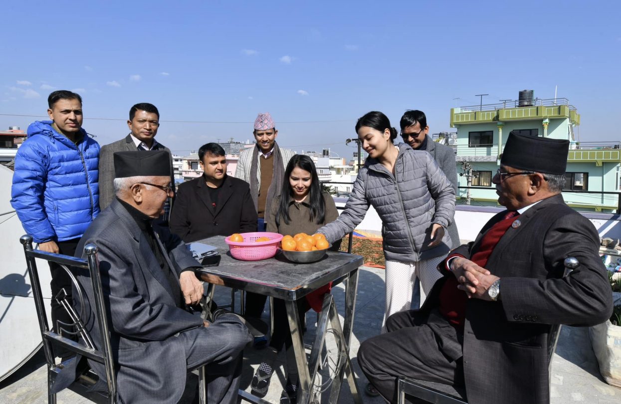 Following the discussion over current issues Oli left Dahal residence Khumaltar