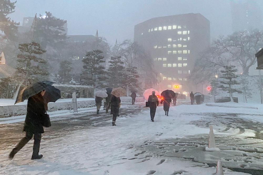 Heavy snow, powerful winds disrupt transportation in Japan