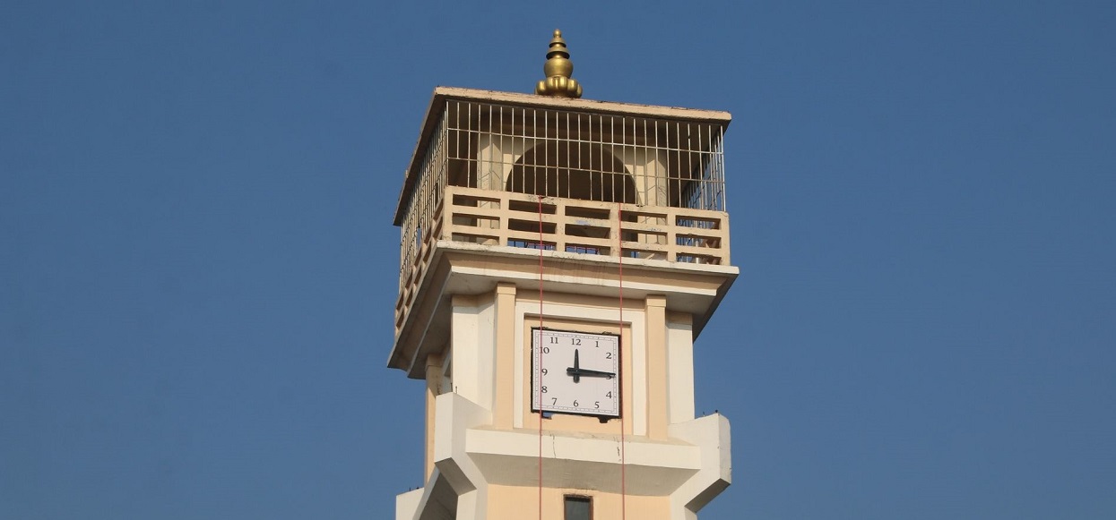 Clock tower showing the time after 12 years