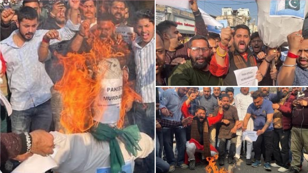 Targeted killing of Kashmiri Pandit: BJP holds protest against Pakistan; Mufti slams saffron party