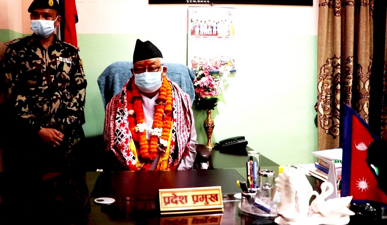 State chief addressing the Gandaki State Assembly today