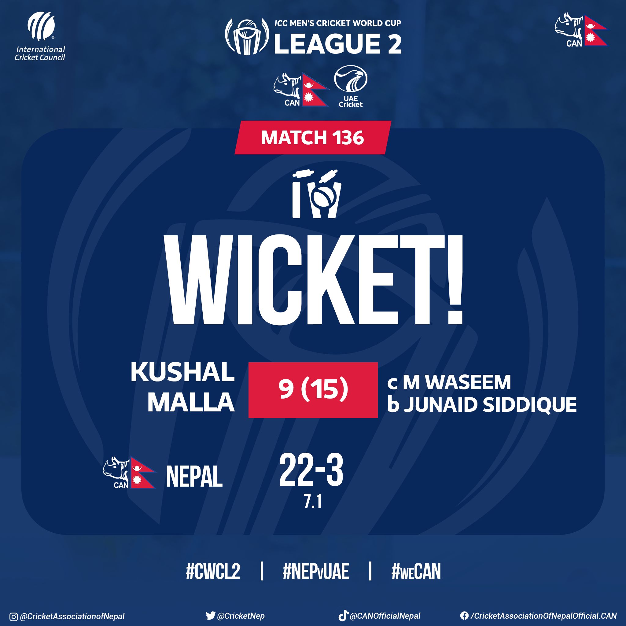 Nepal got off to a shaky start in crucial match, third wicket fell in 22 runs