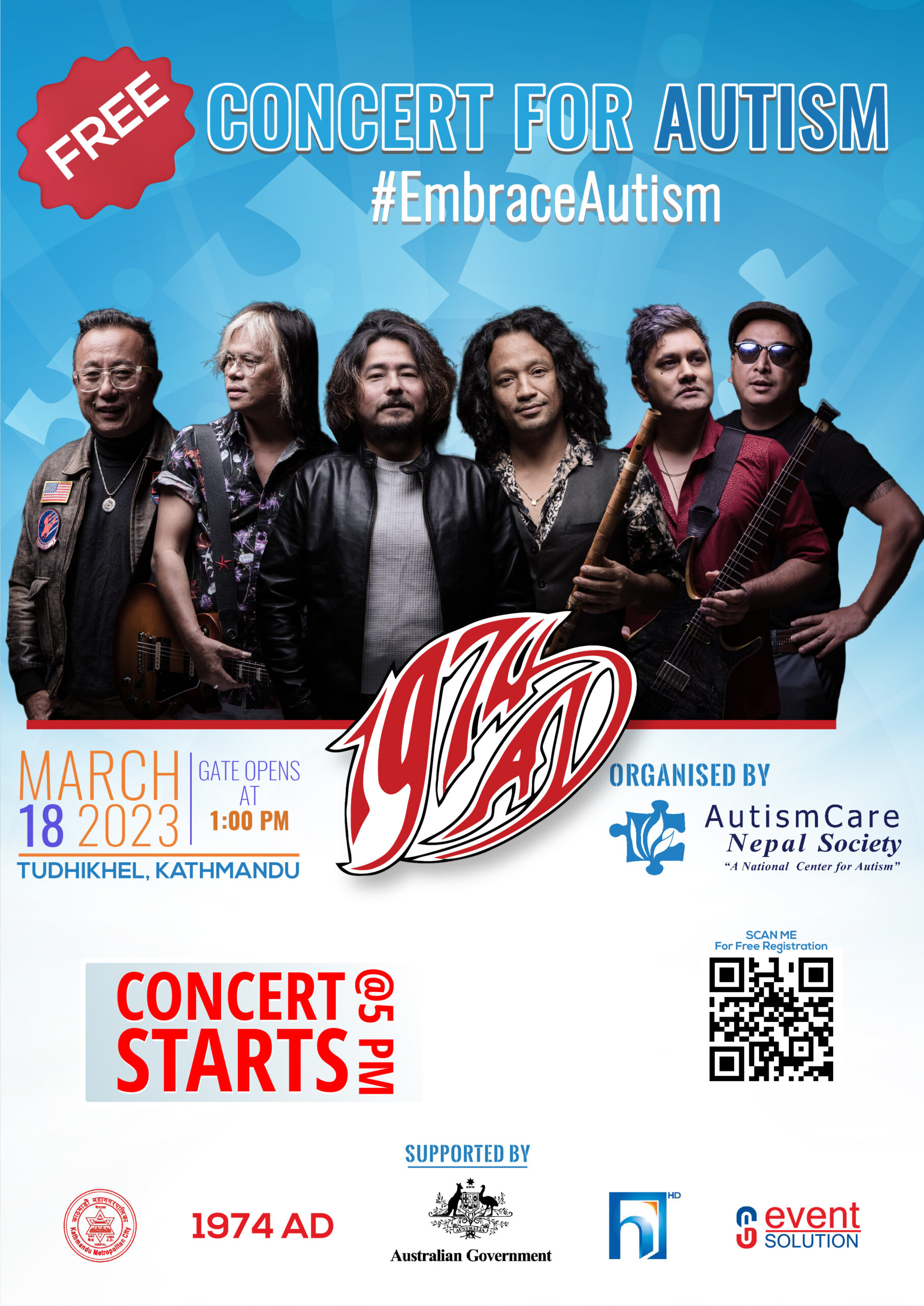Free concert for Autism by 1974 AD at Tudikhel on March 18 from 5pm onwards
