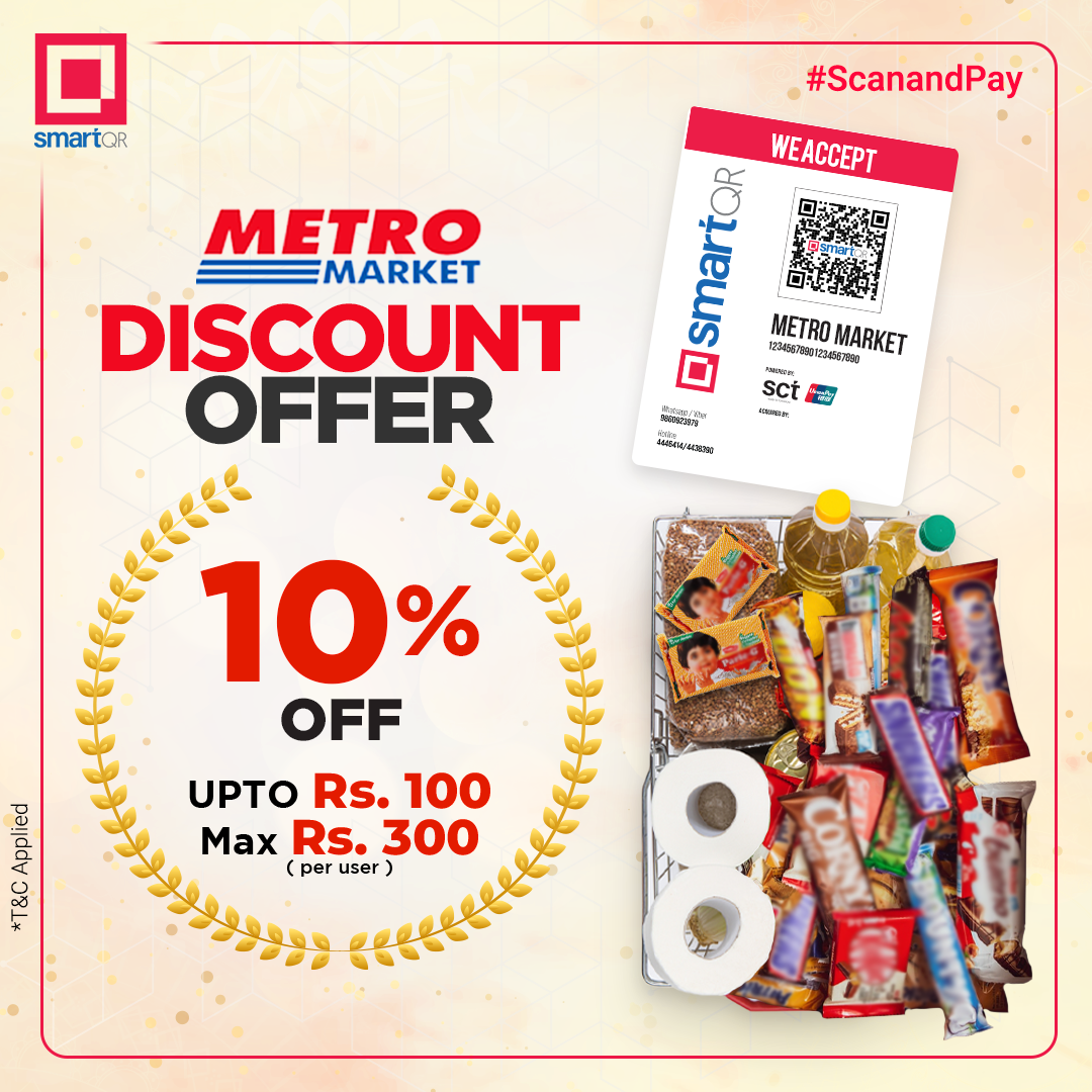 Extra 10% off on payment via Smart QR at Metro Super Market