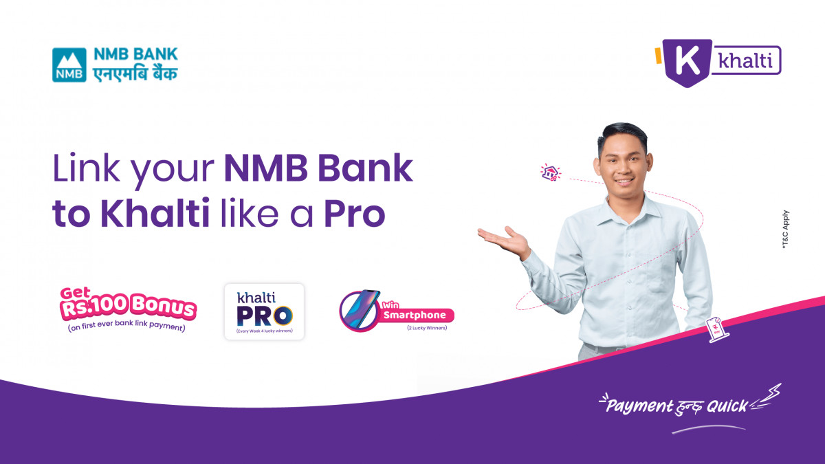 Chance to win a smartphone when linking NMB Bank in Khalti app