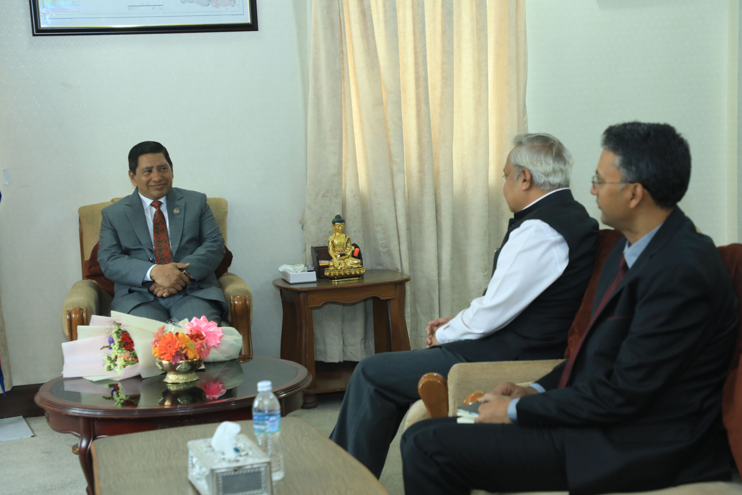 DPM Shrestha & Indian Envoy discuss PM Dahal’s visit to India