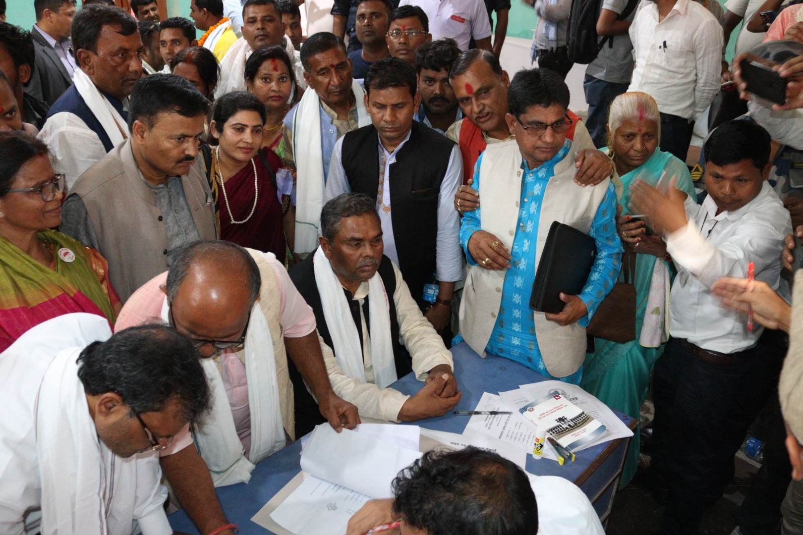 Upendra Yadav registered his candidacy with a show of strength by using hundreds of vehicles