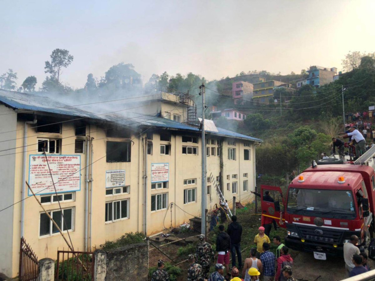 Fire breaks out at health post in Gorkha