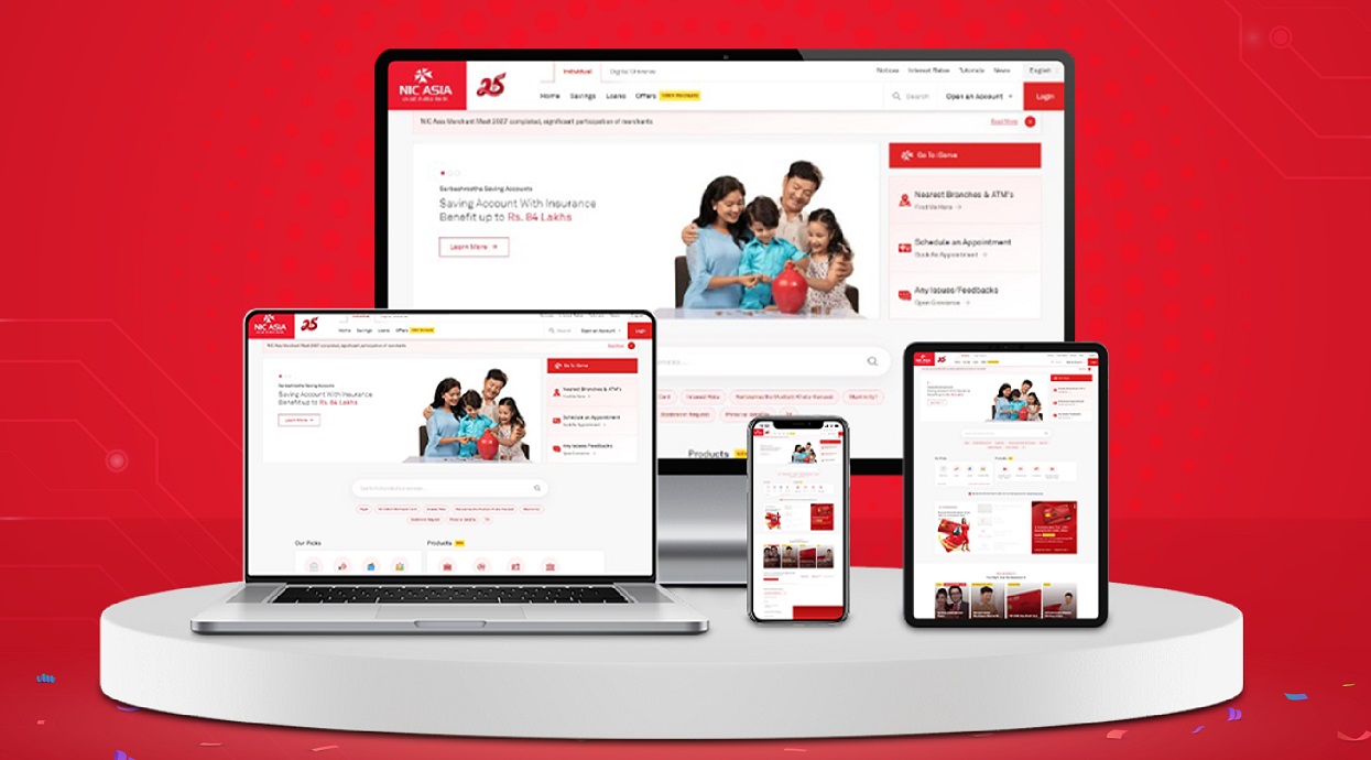 NIC Asia Bank website in attractive new design