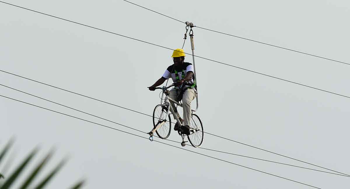 Sky cycling launched in Sarlahi