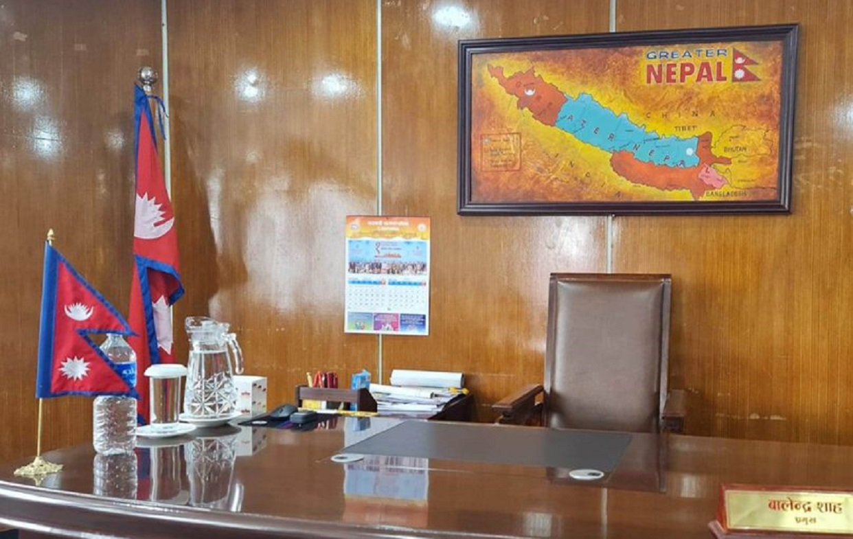 Mayor Balen placed a map of ‘Greater Nepal’ in his office