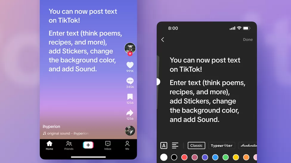 TikTok adds text-only posts as social media battle escalates