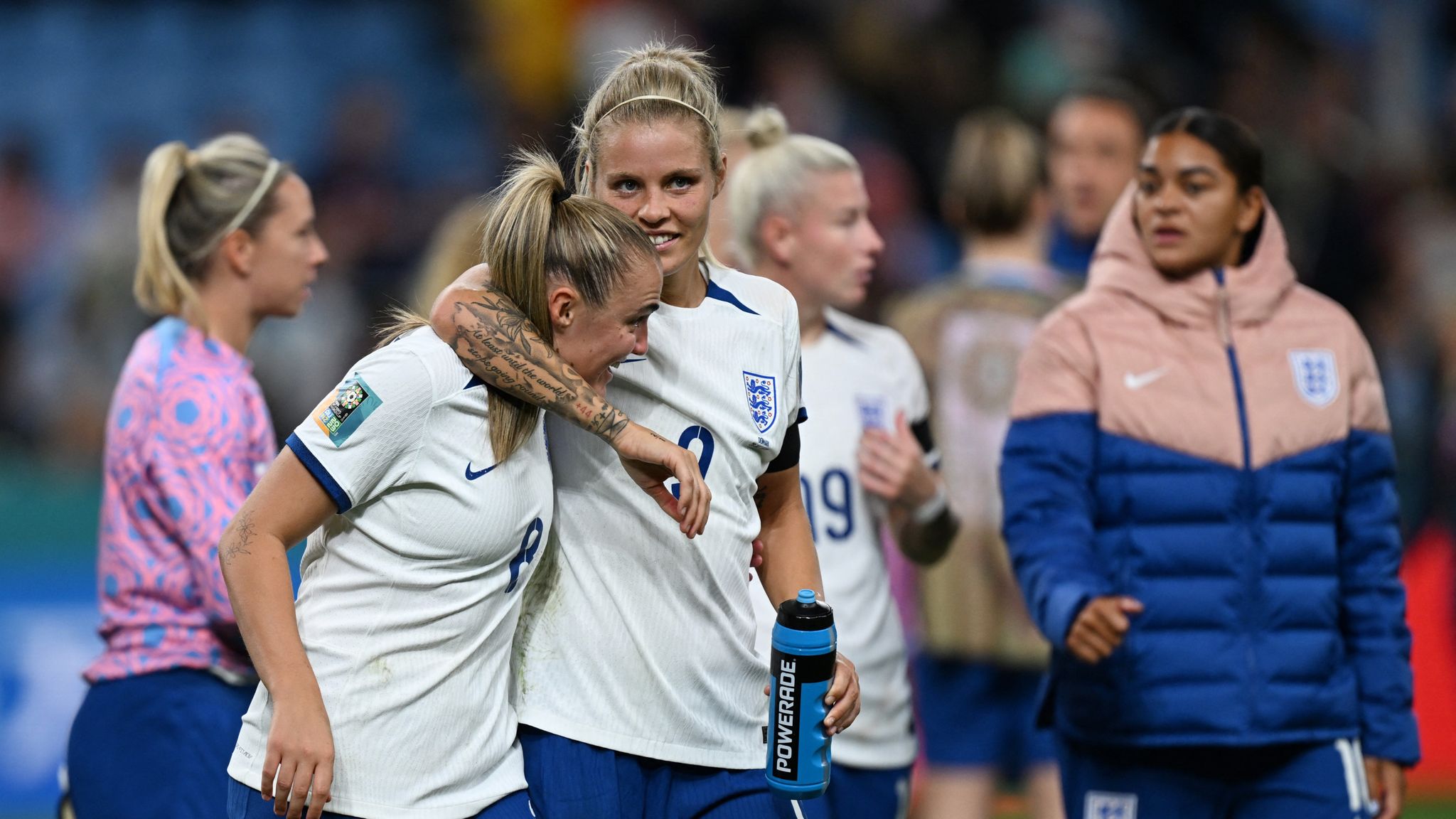 England and Denmark in the knockout stage
