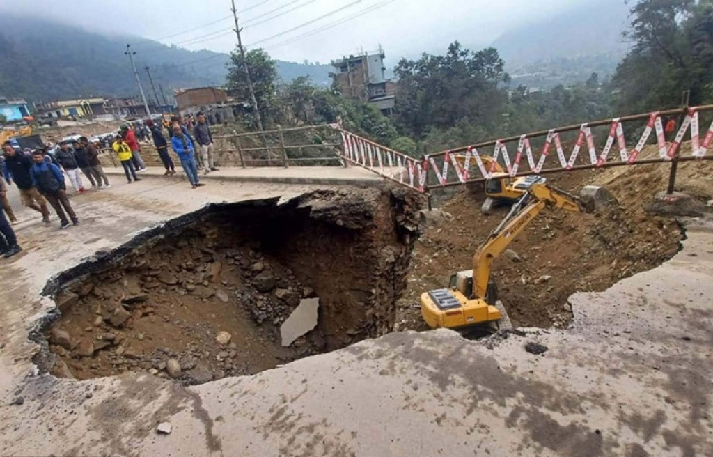 Prithvi Highway obstructed following road collapse