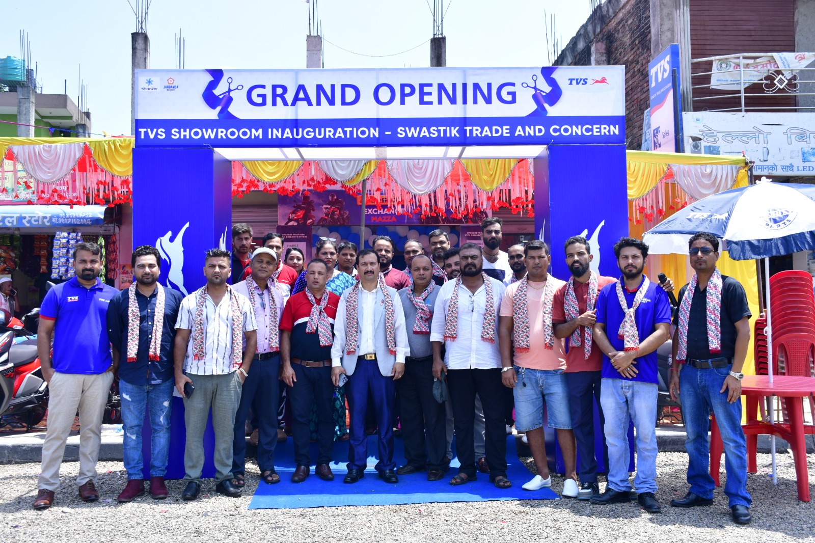 President of Jitpur Bara Chamber of Commerce inaugurates new TVS Showroom