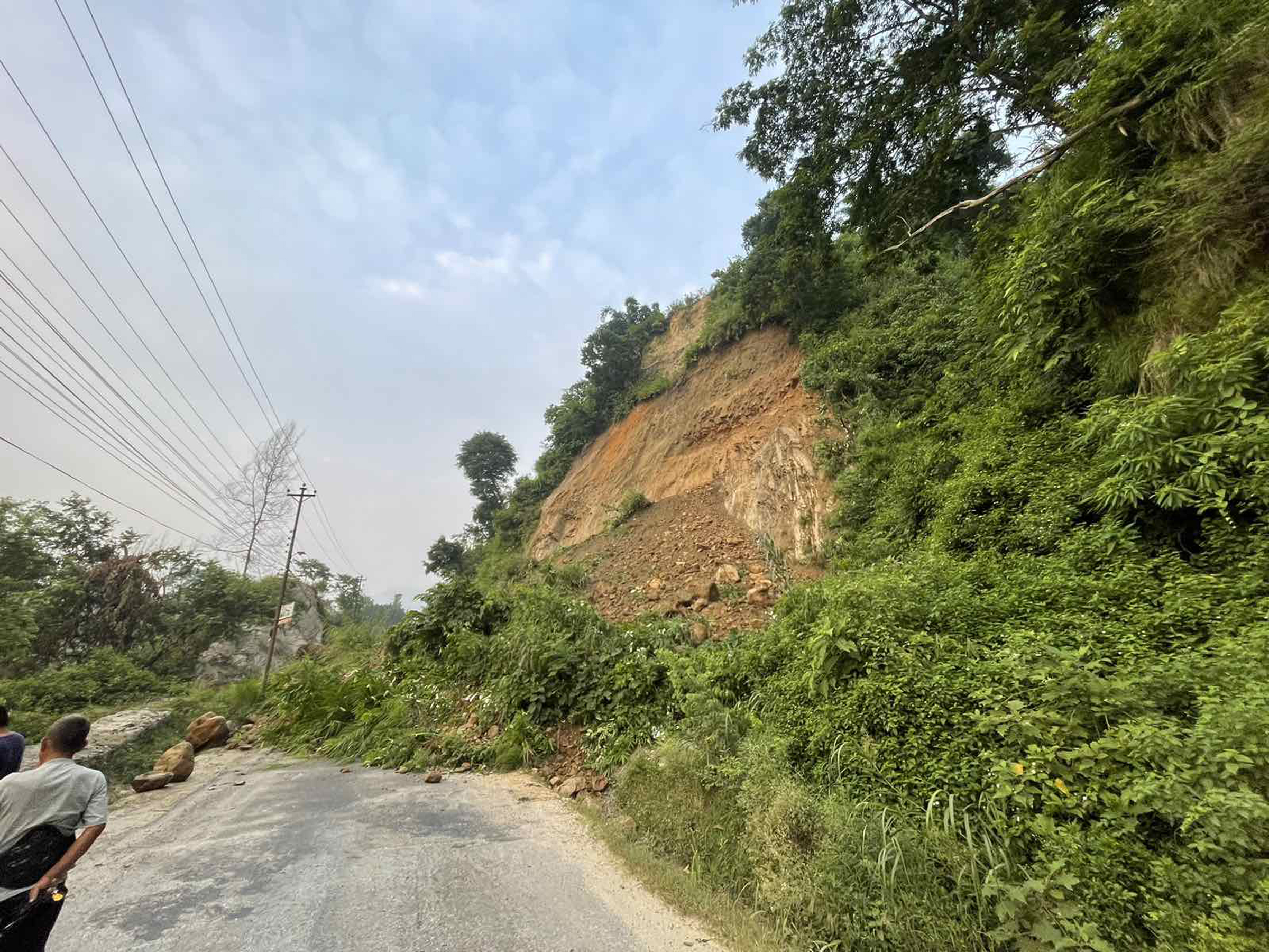 Dry landslide obstructs Gorkha-Aanbu Khaireni road section