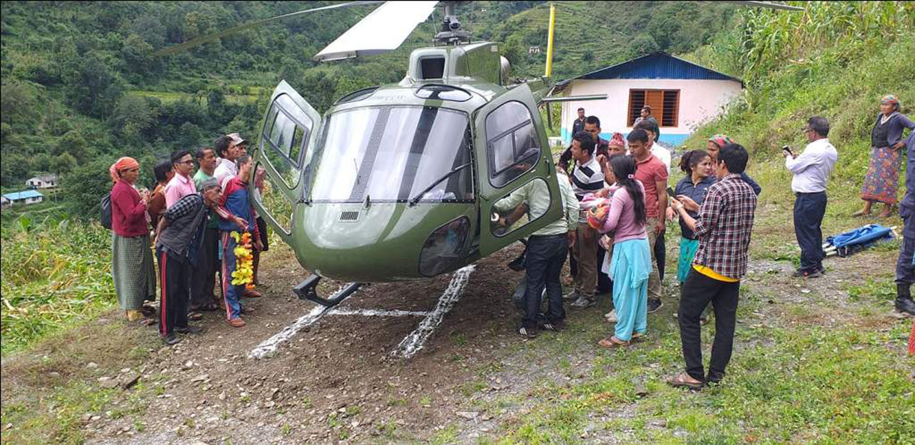 Pregnant women rescued by helicopter