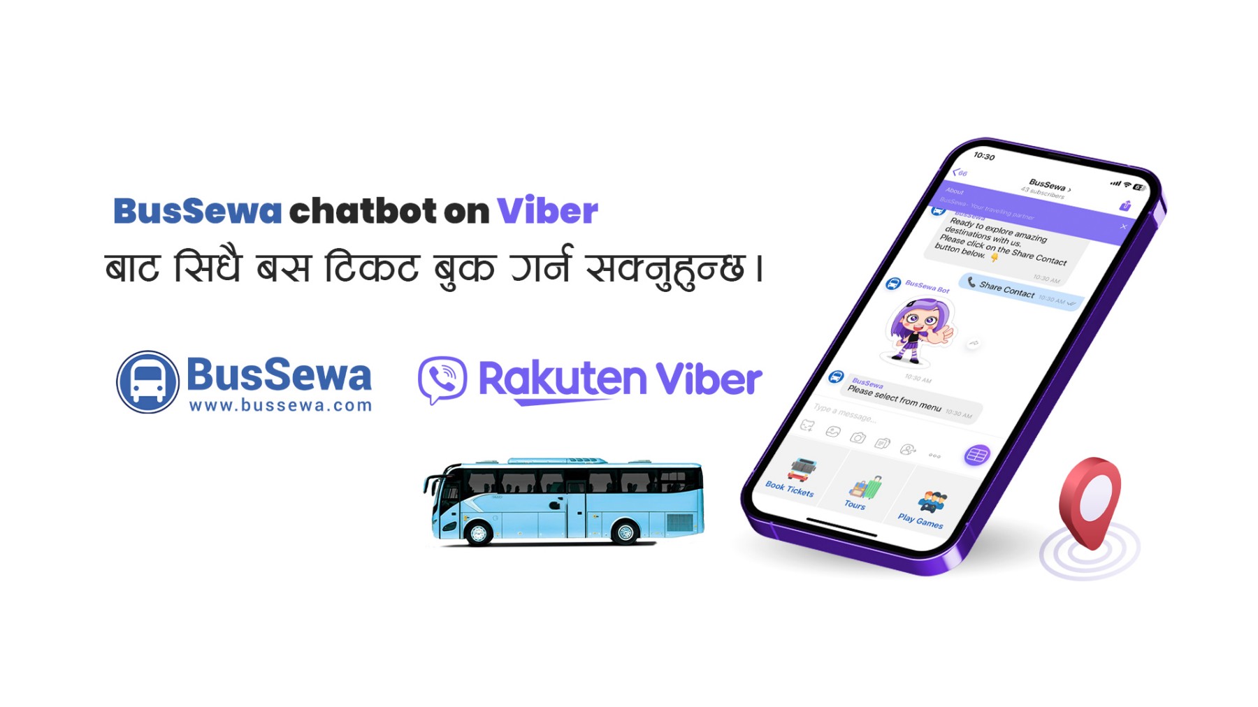 BusSewa tickets can now be purchased online through Viber