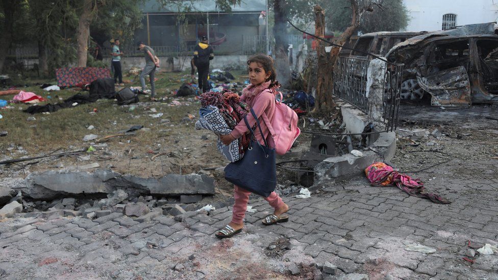 Israel Gaza: Panic and confusion at scene of hospital blast