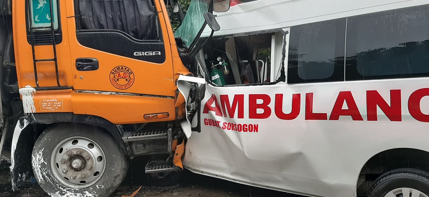 Ambulance bound to Kathmandu with a patient collided with a parked truck