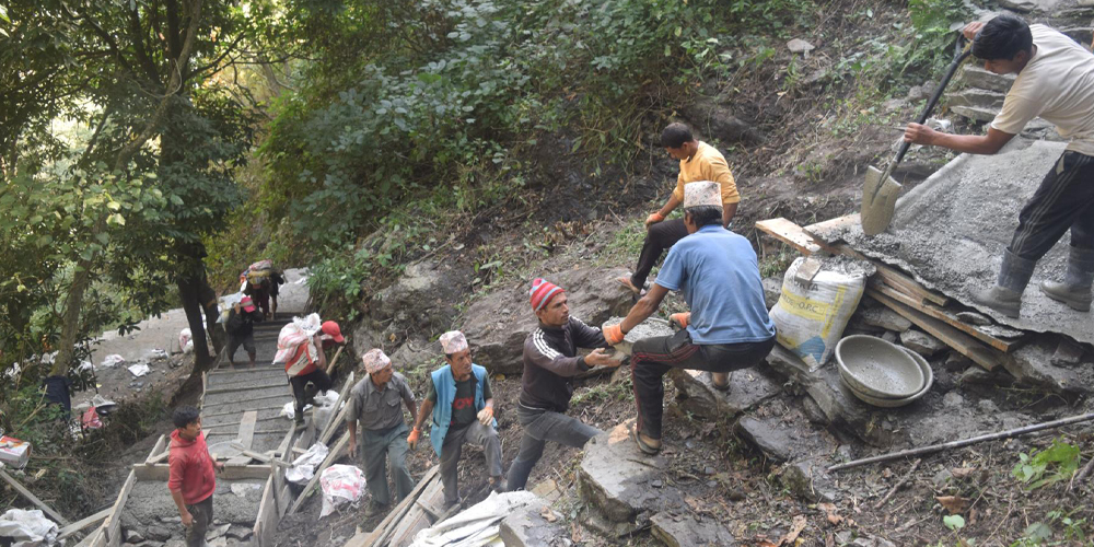 Concrete trekking route constructed with people’s mobilization