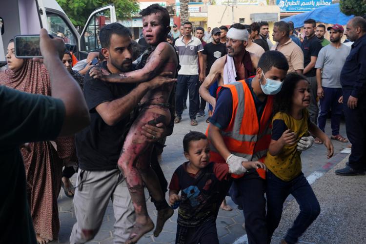 Following an Israeli airstrike, crowded Gaza hospital struggles to treat wounded children