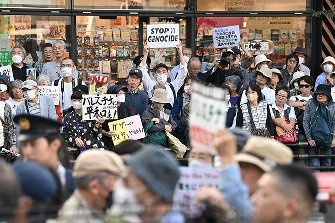 Protesters in Japan demand end to Israeli strikes in Gaza