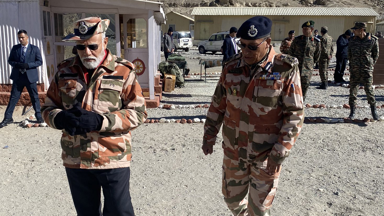 PM Modi reaches Lapcha, Himachal Pradesh in Military Uniform