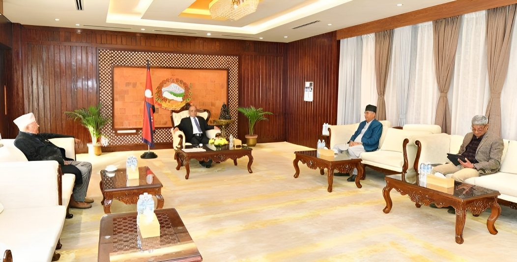 Prachanda, Deuba & Oli hold talks in Baluwatar