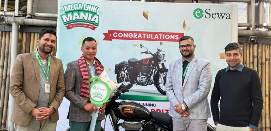 Mega Link Mania: Dhading’s Niraj Thapa wins 350 cc motorcycle paying through eSewa’s account link